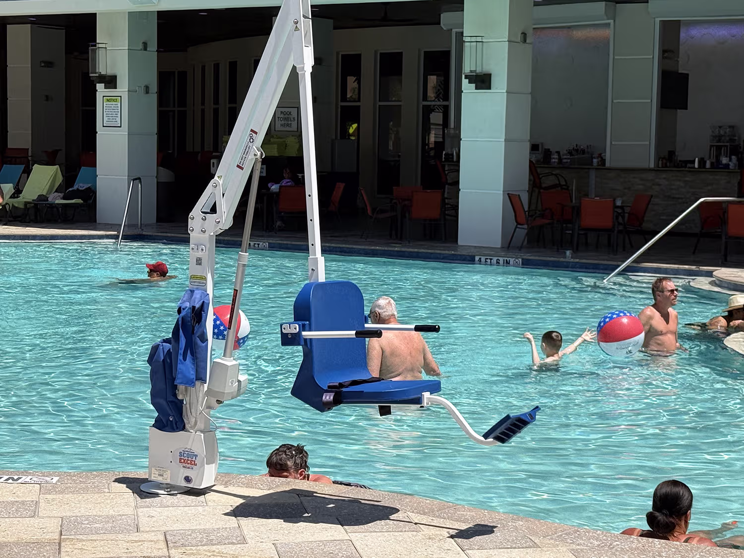 Pool lift at Shephard’s Beach Resort in Clearwater Beach