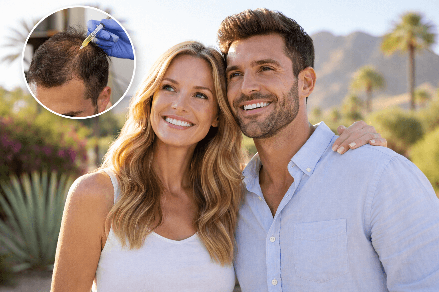 Patient receiving regenerative hair restoration treatment in Scottsdale, Arizona, using platelet-rich plasma injections for thinning hair.