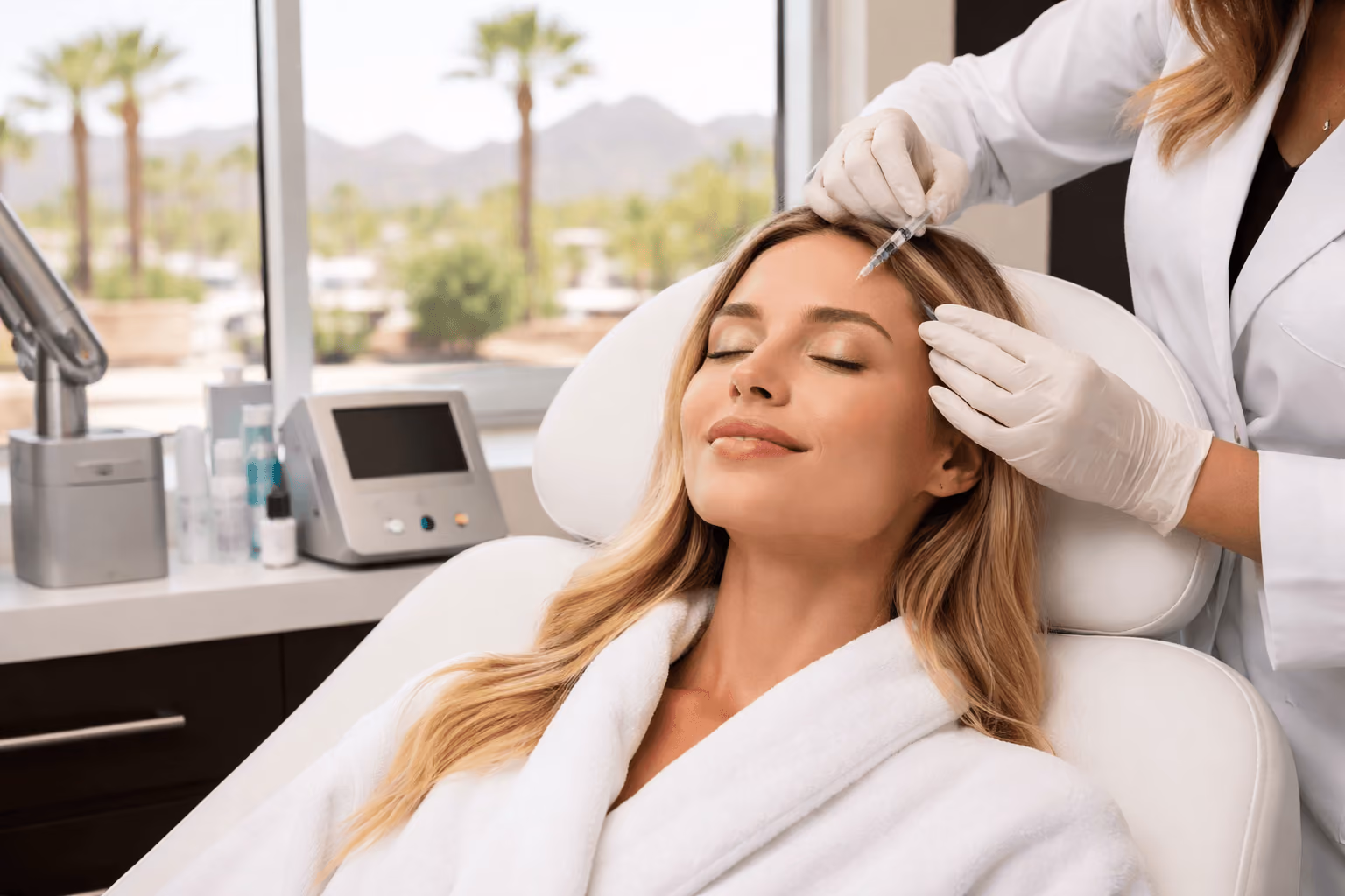 Woman receiving professional medspa services in Scottsdale, Arizona for skin rejuvenation and anti aging treatment