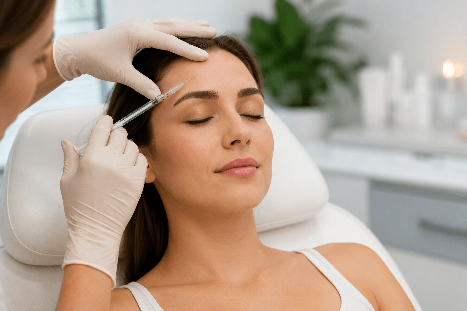 Patient receiving Dysport treatment in Scottsdale, Arizona to reduce frown lines and create a more refreshed appearance