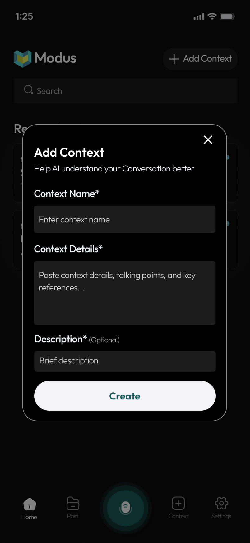 Modus add context popup 2
