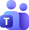 Blue and purple Microsoft Teams logo with two stylized human figures and a letter T.