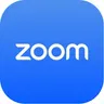 Zoom app icon with white text on a blue gradient rounded square background.