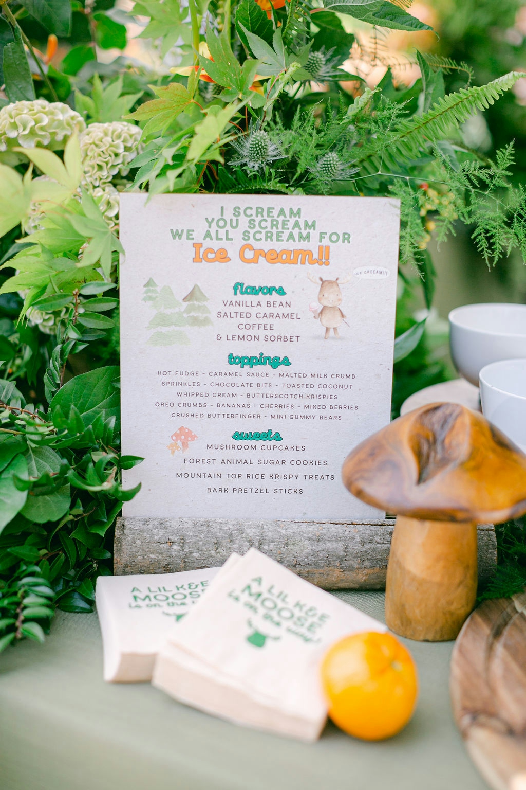Drink menu at baby shower