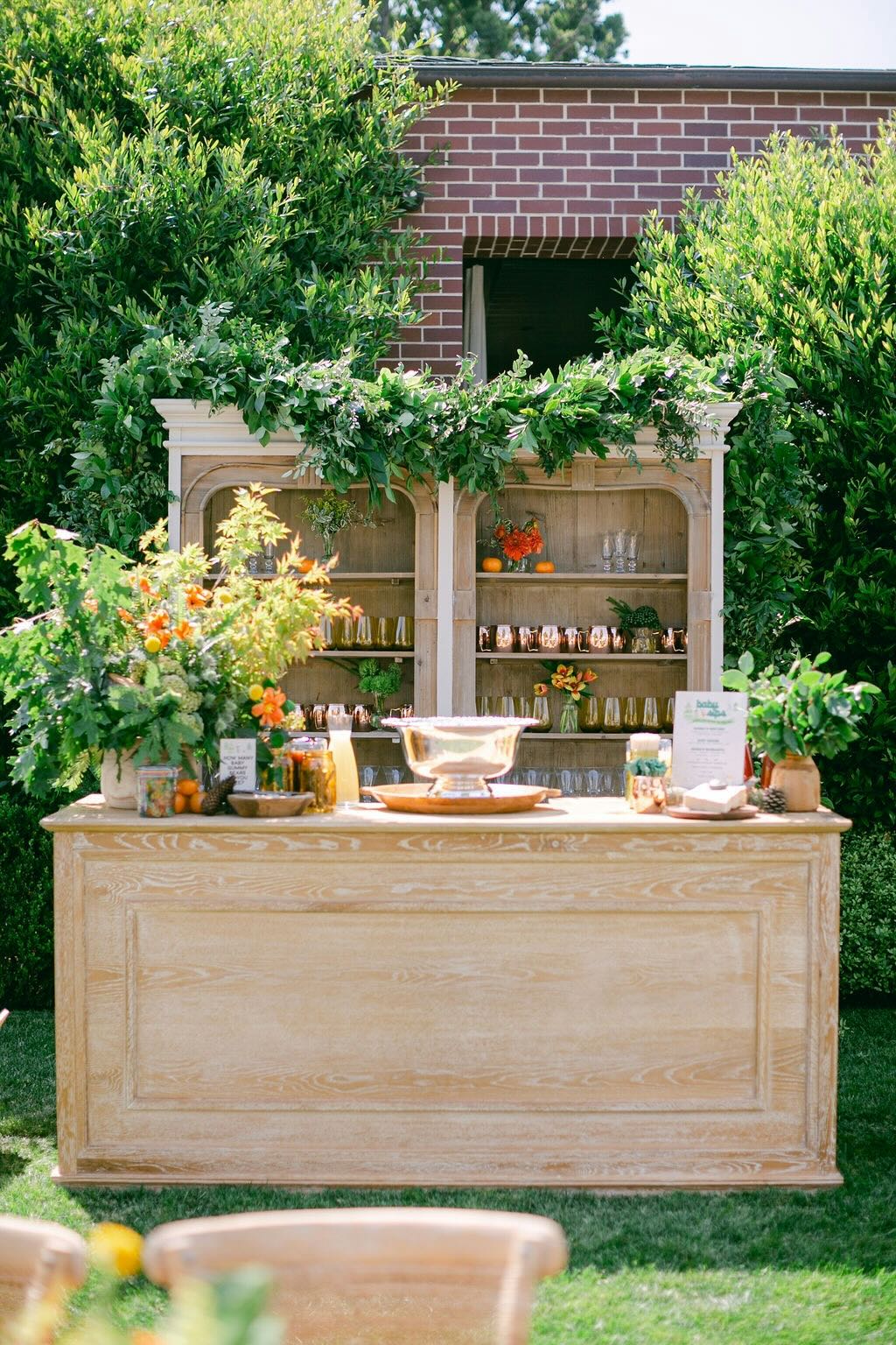 Image of bar at forest themed baby shower