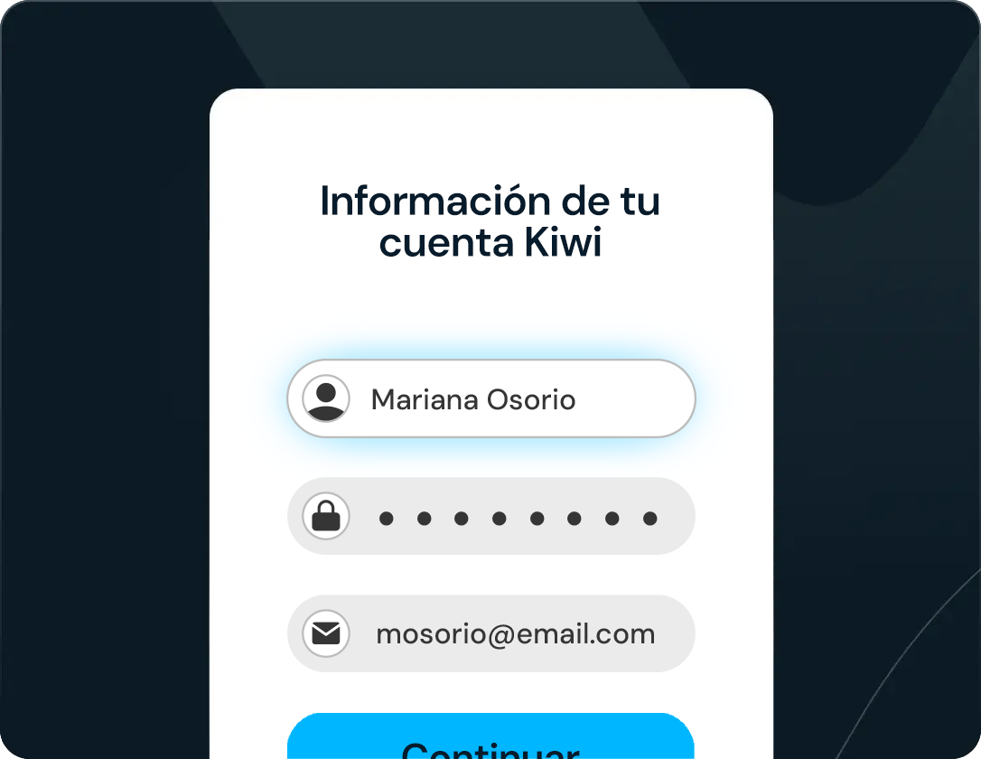 Información de tu cuenta Kiwi — Paso 01