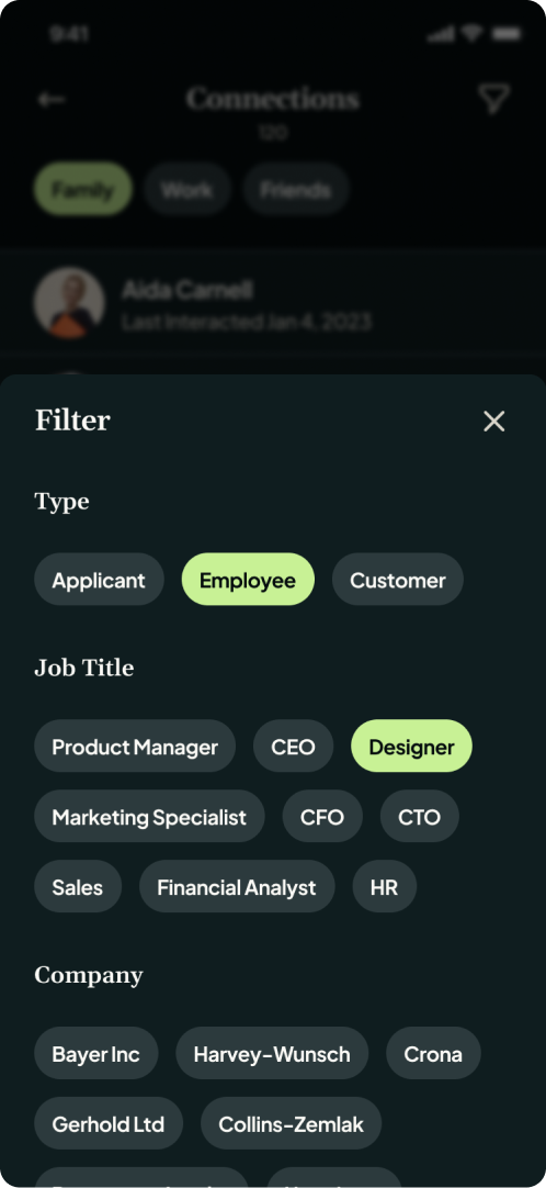 UI Shot of filtering