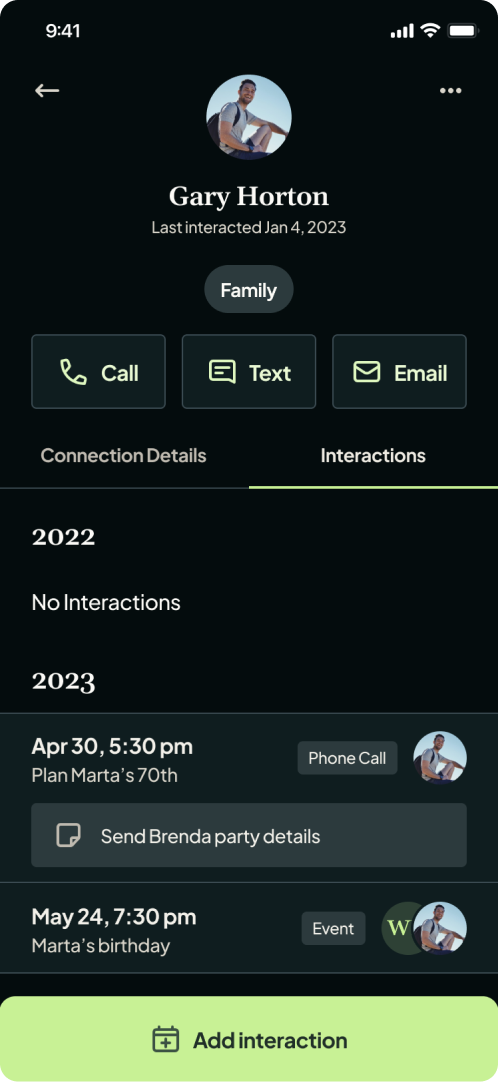UI Shot of a connection