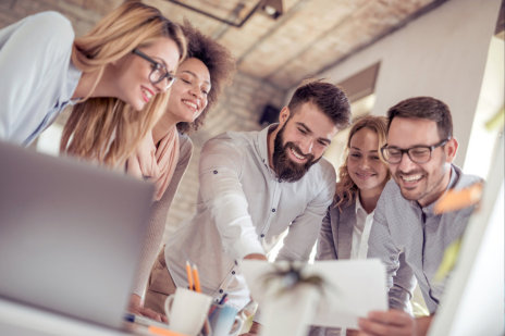 image of a diverse team in a meeting (for a edtech)