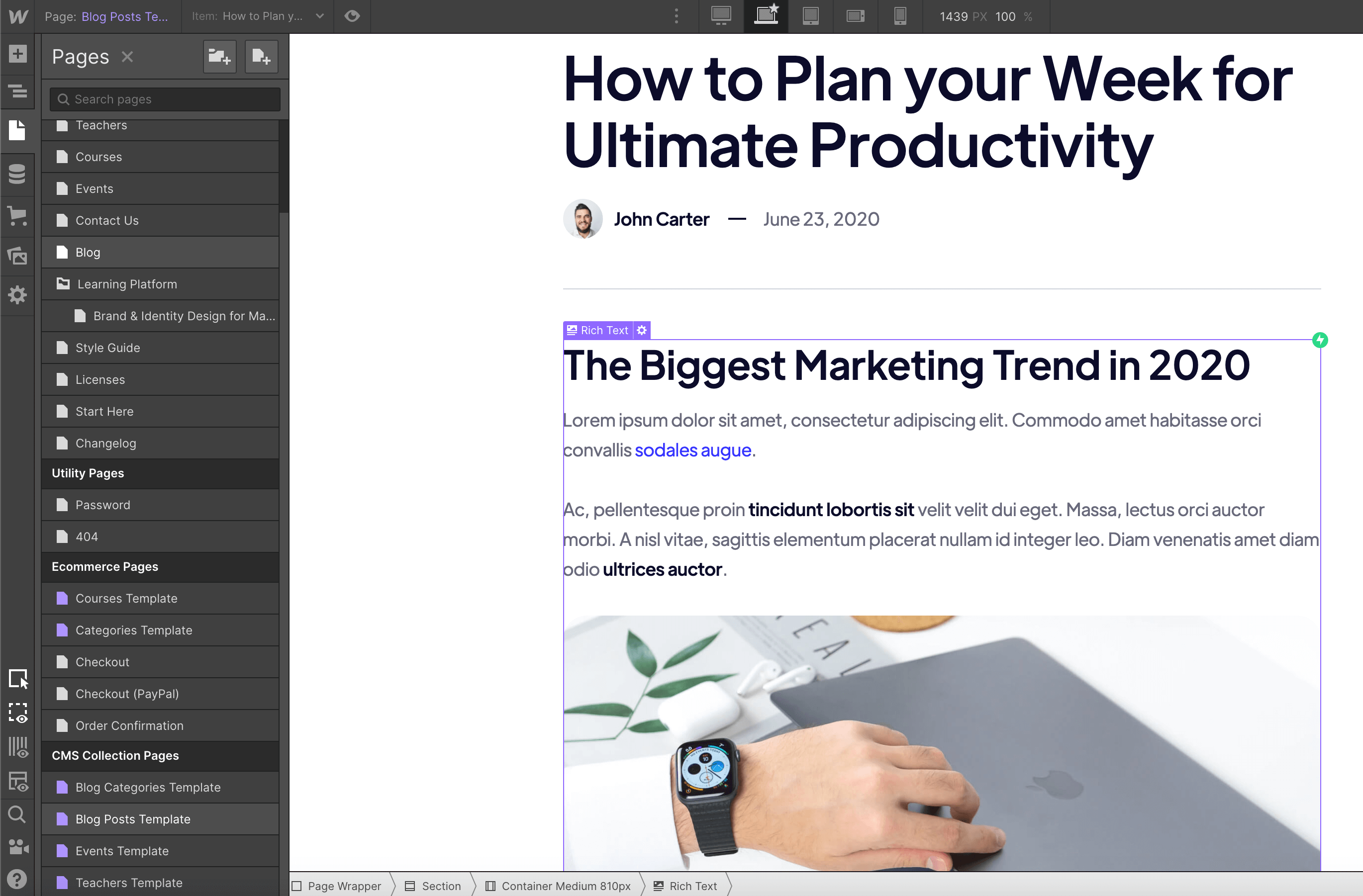 CMS Page - Academy Webflow Template