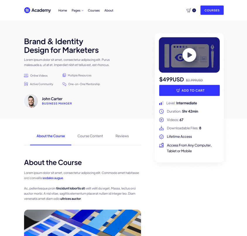 Course Single - Academy Webflow Template