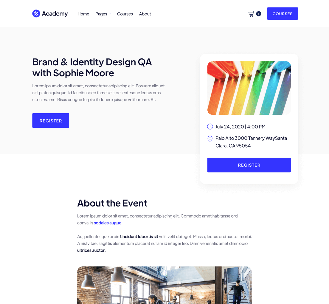 Event Single - Academy Webflow Template
