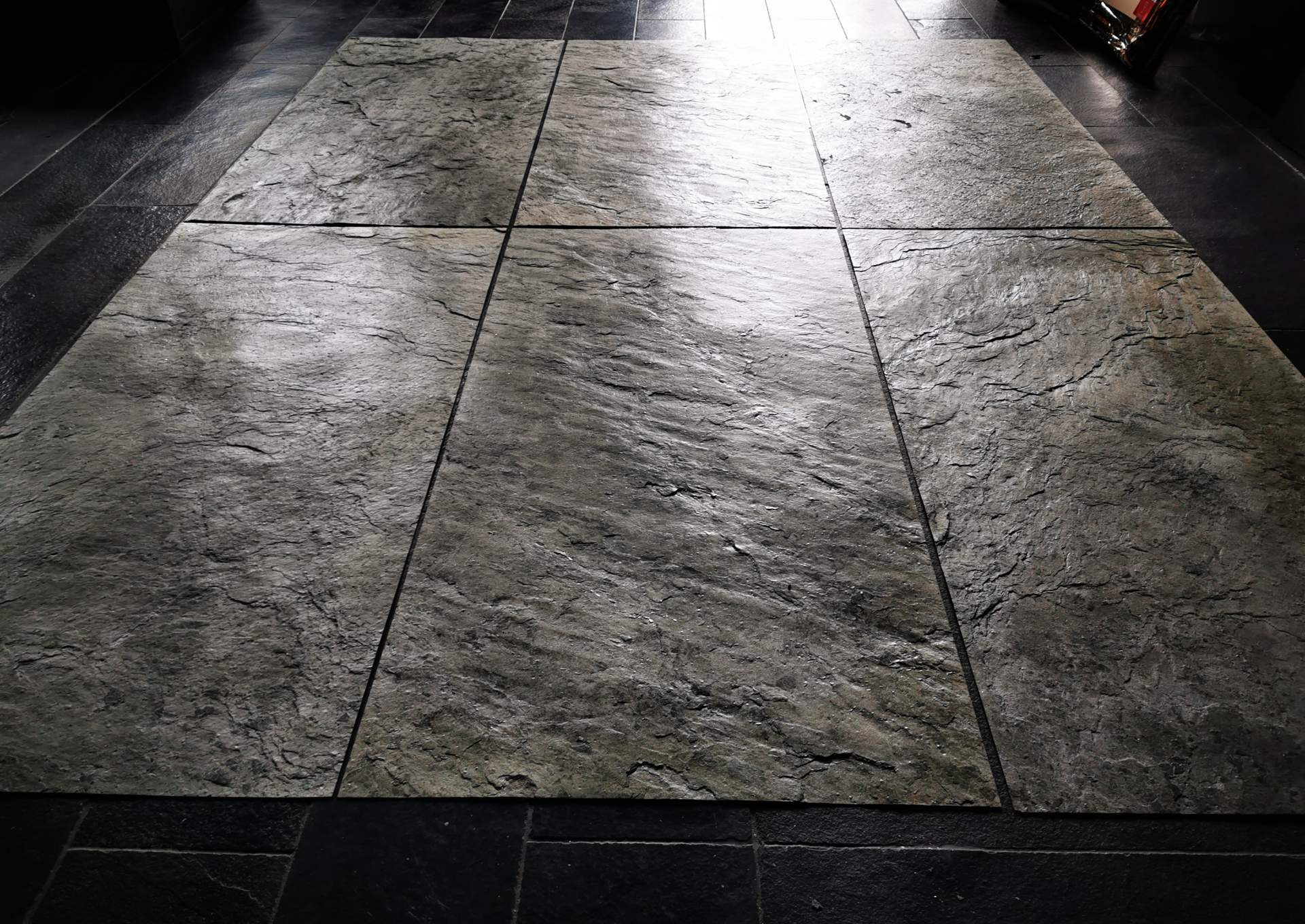 Midnight Ocean stone cladding installation - dramatic feature wall application