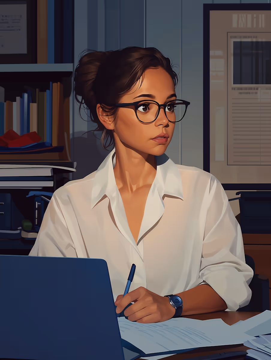 Focused Woman at Desk