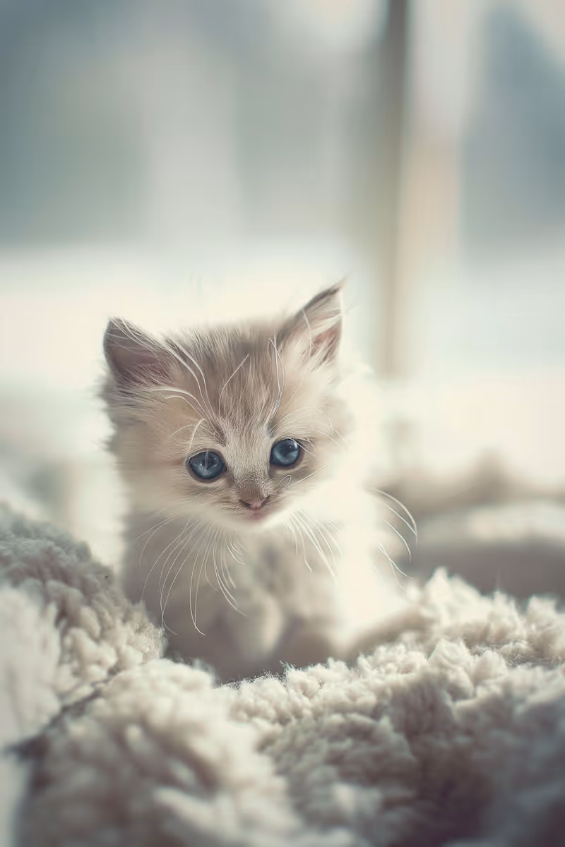  Cozy Kitten with Blue Eyes