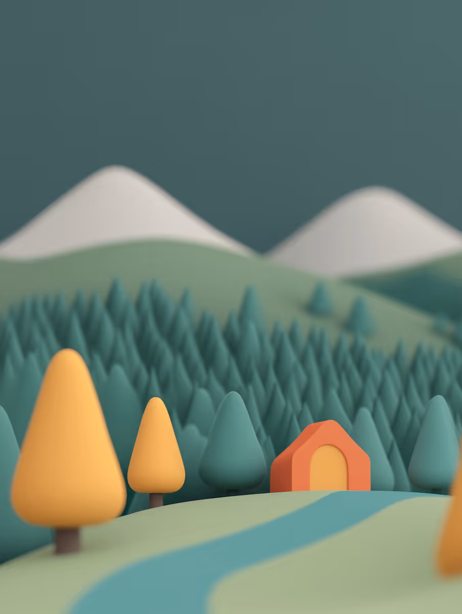 Stylized Landscape with Orange House
