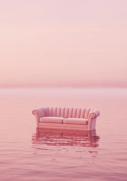 Surreal Pink Sofa Scene
