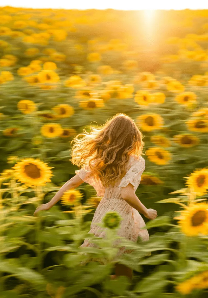 Woman in Sunflower Field