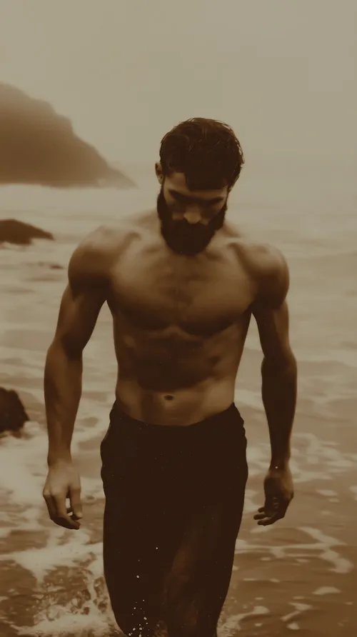 Man Exiting Beach Water