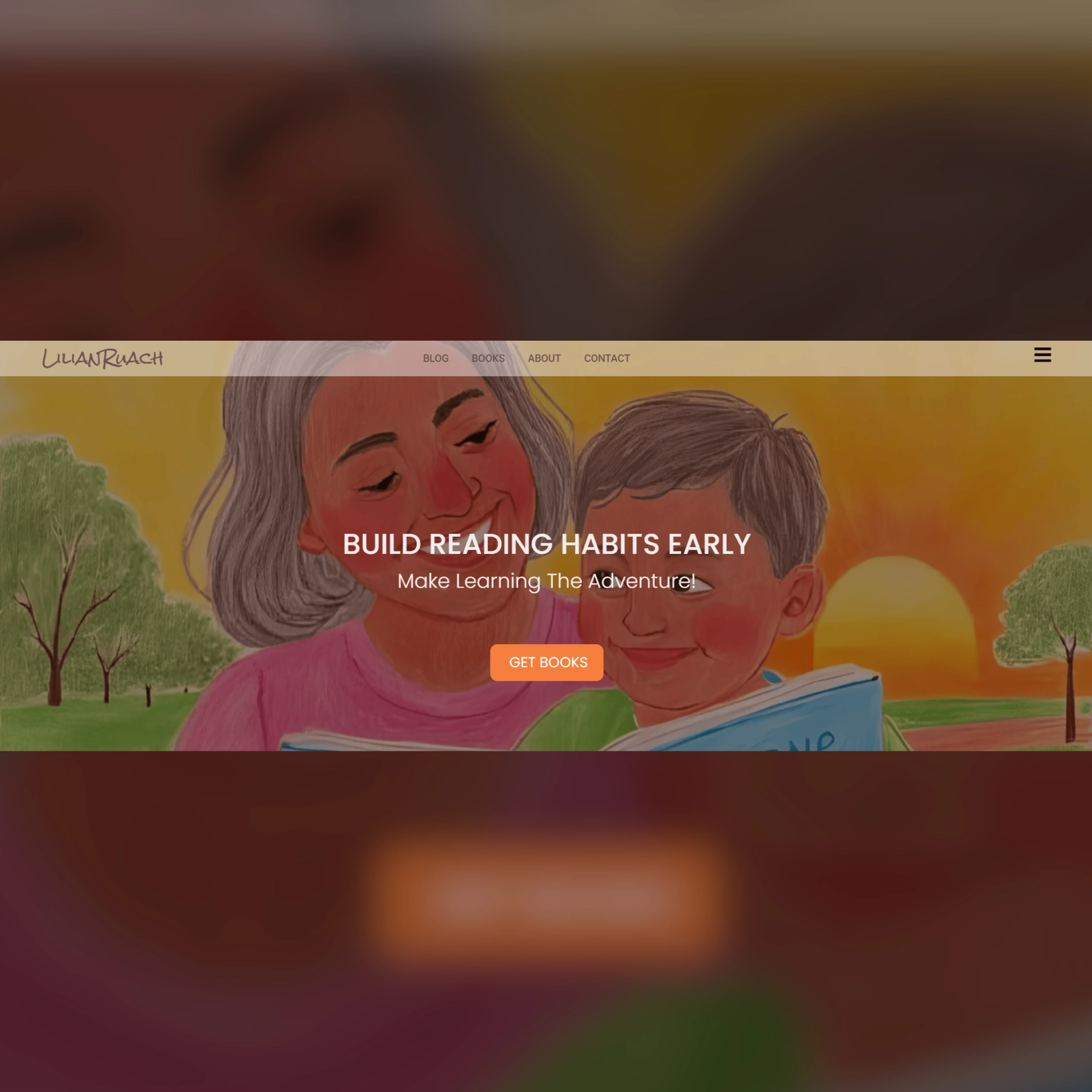 Hero Section of an authors website 