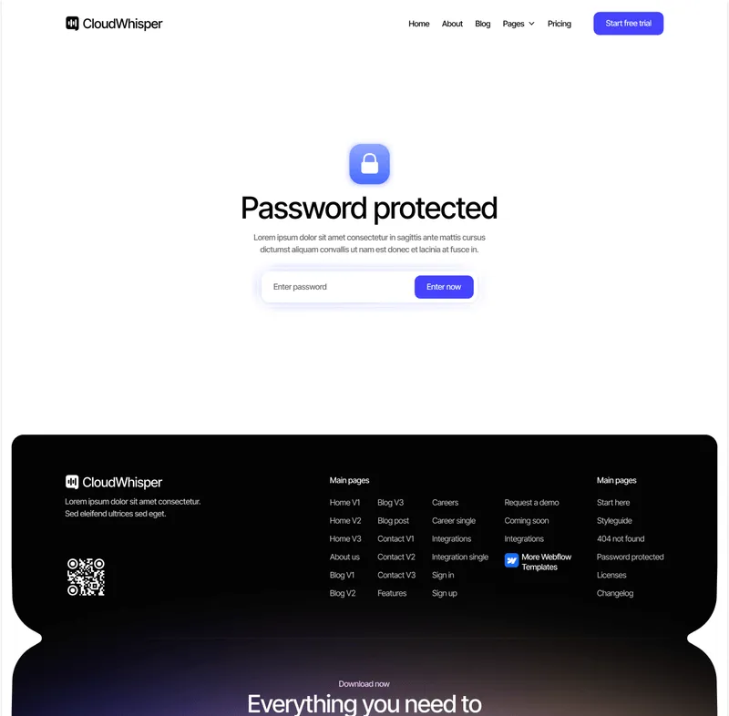 CloudWhisper - Password Protected Page - Speech To Text App Webflow Template