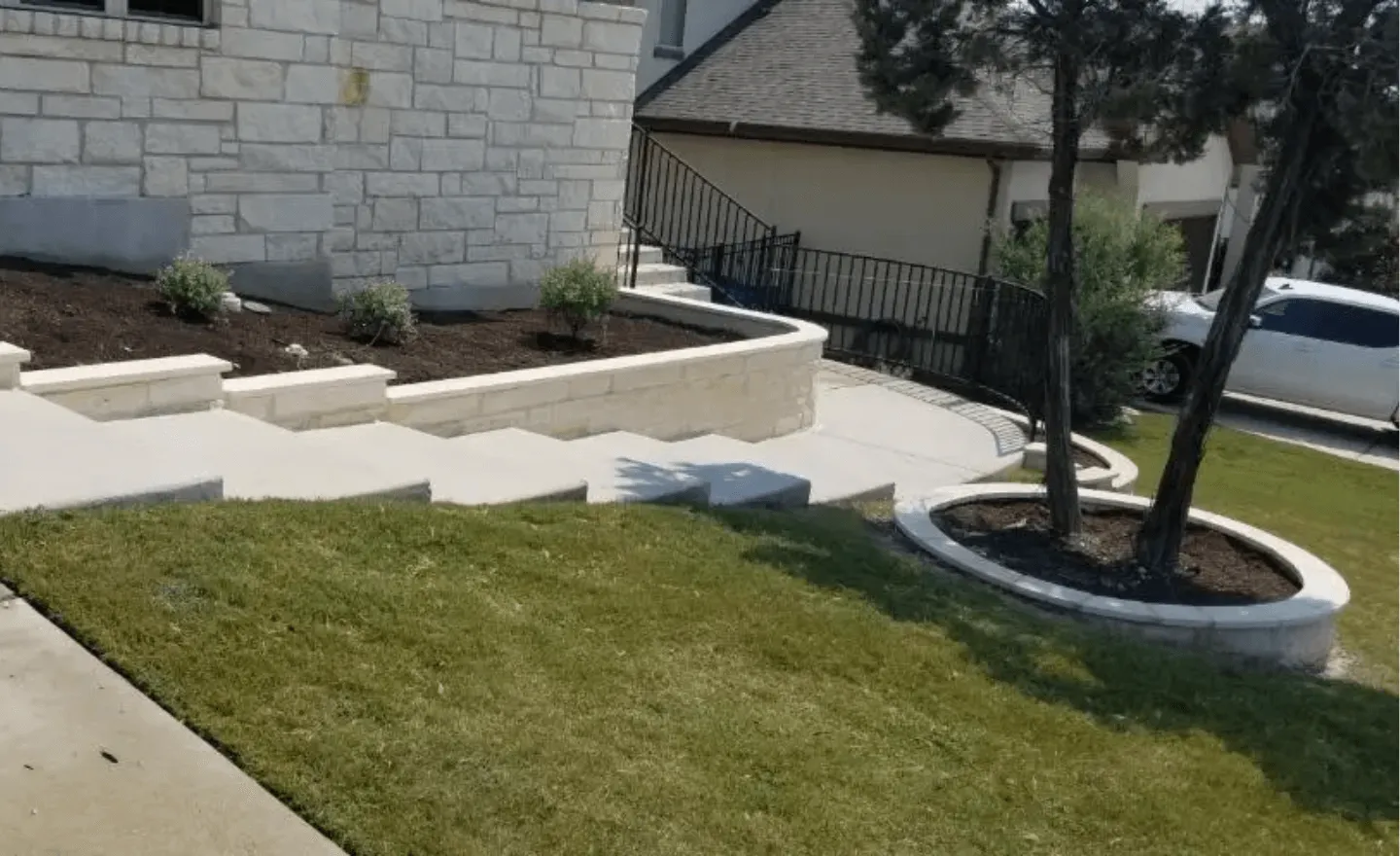 Austin Flower Bed Stone Edging Installation