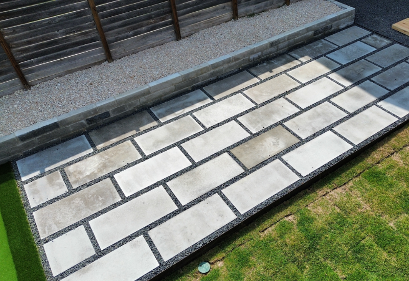 Natural stone patio built by ATX Prestige Landscaping