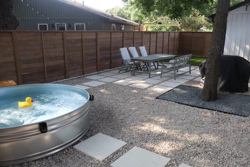Backyard stock tank pool