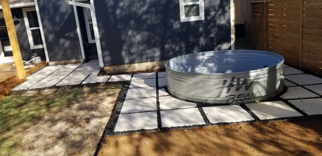 Custom patio around cowboy pool install 