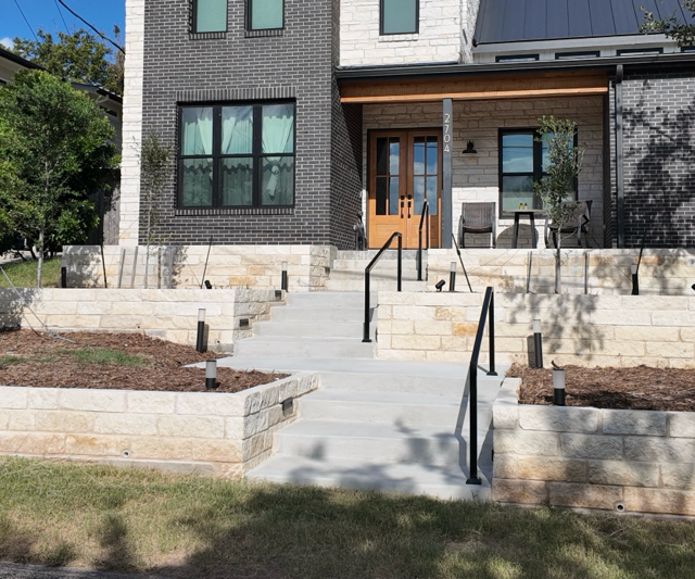 After retention wall installation. 