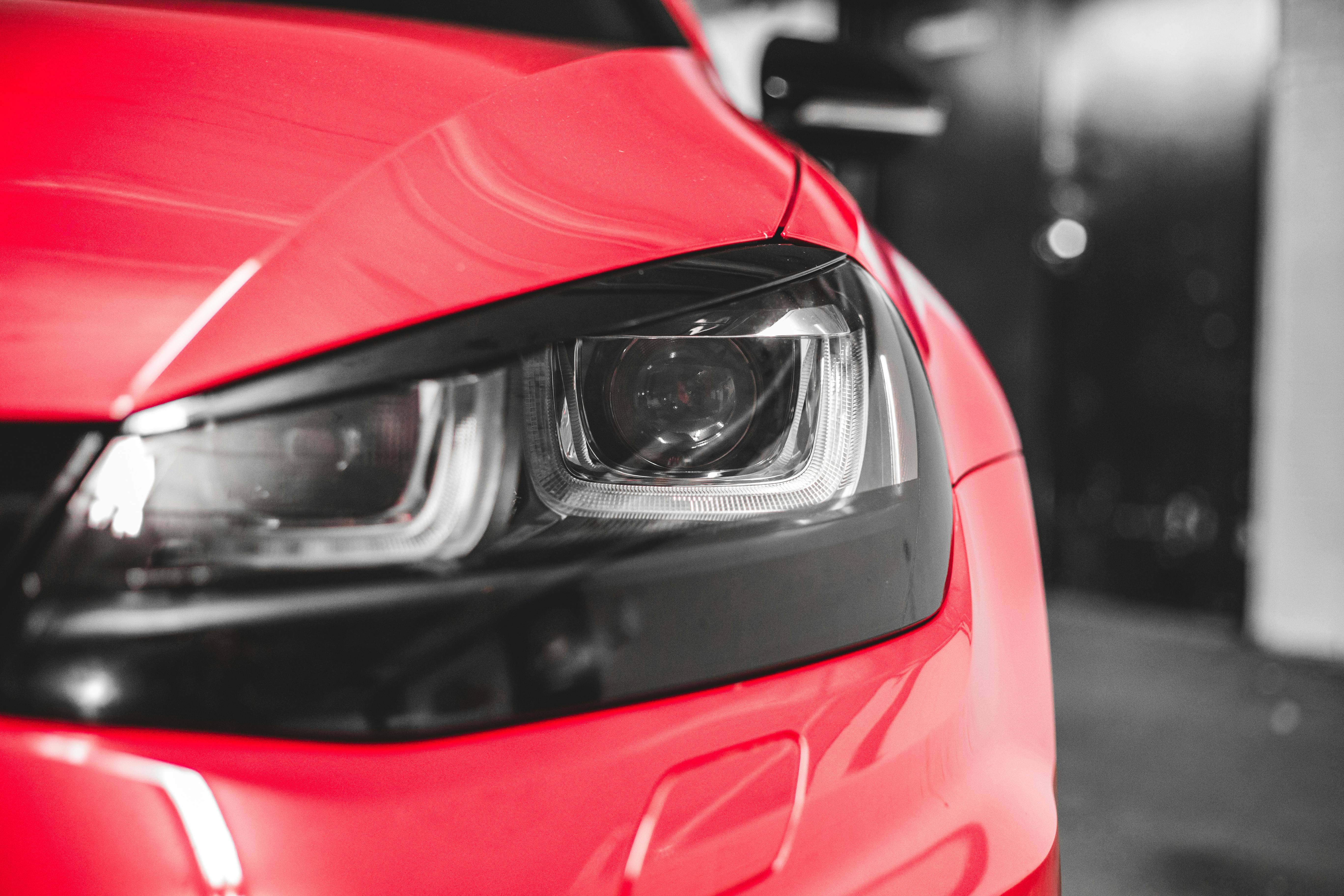 Red Volkswagen front headlight