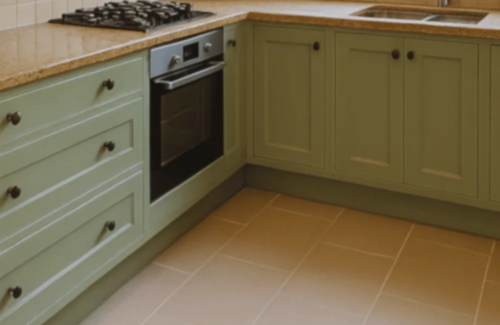 After photo of a kitchen respray, showing a modern painted finish.