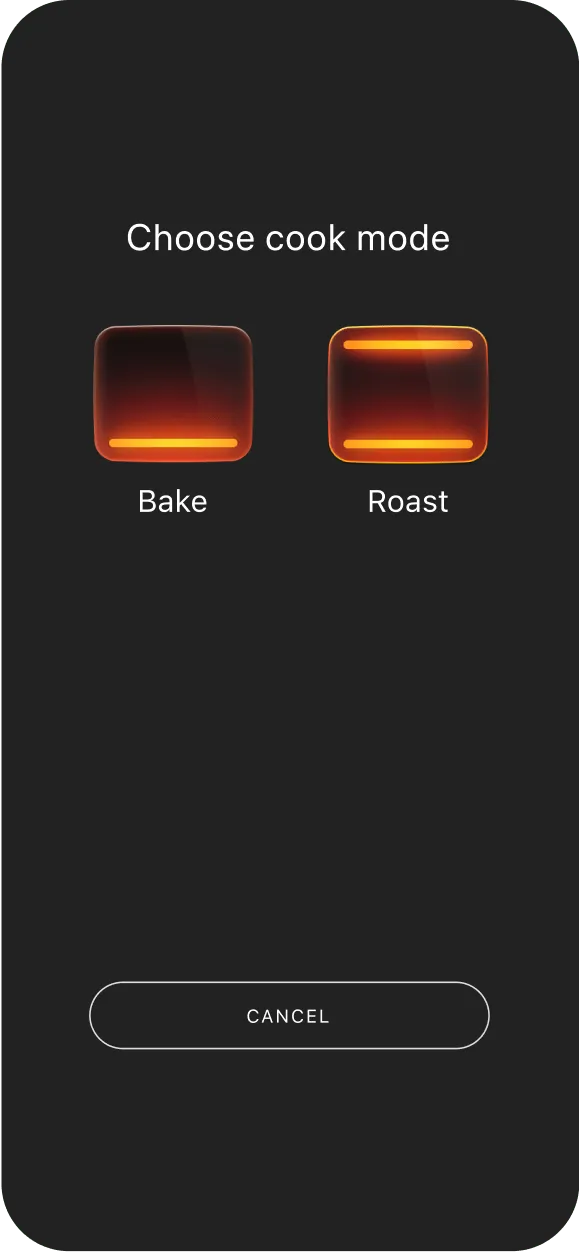 The preheat mode view in the June app