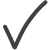 A black check mark symbol on a white background.