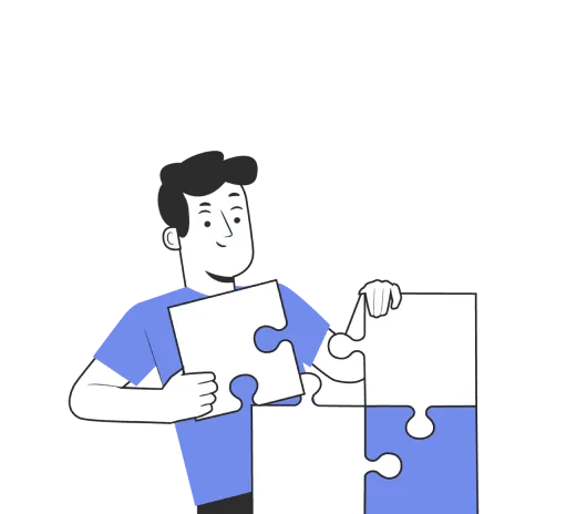 A man holding a piece of a puzzle.