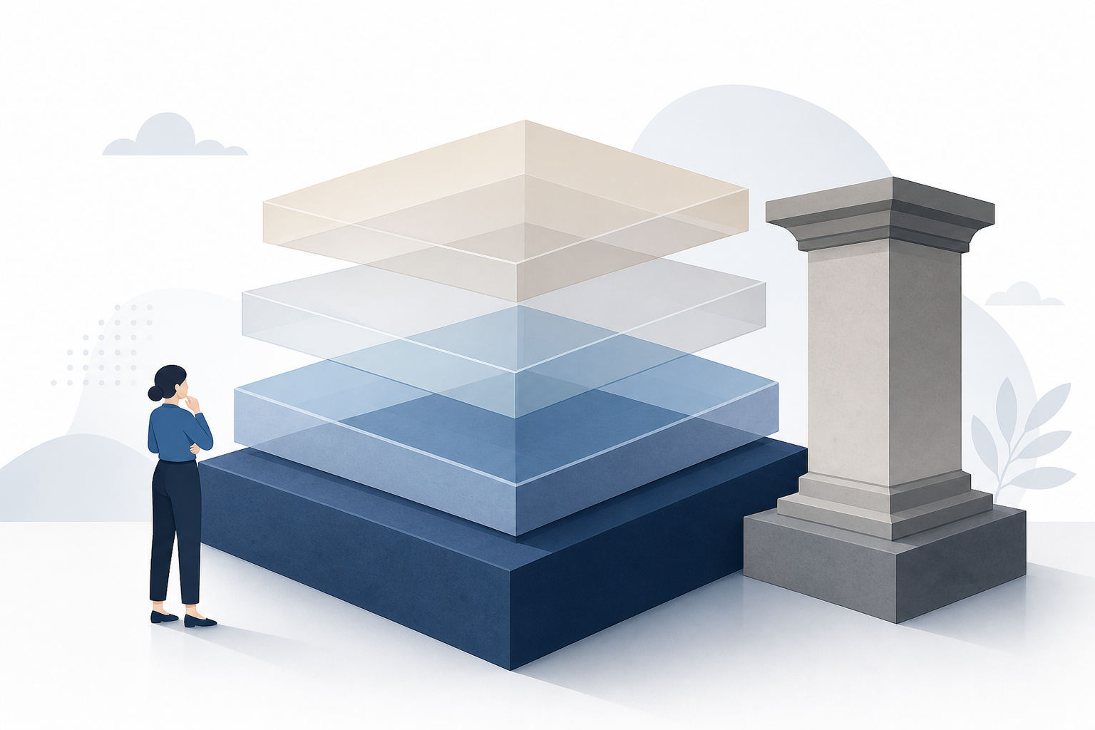 A layered foundation structure with a separate adjoining pillar illustrates multiple sources of Australian leave obligations.