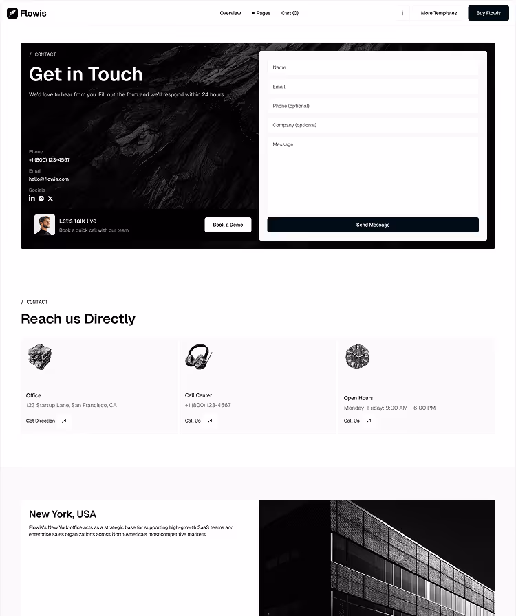 B2B SaaS Webflow Template  Contact V1
