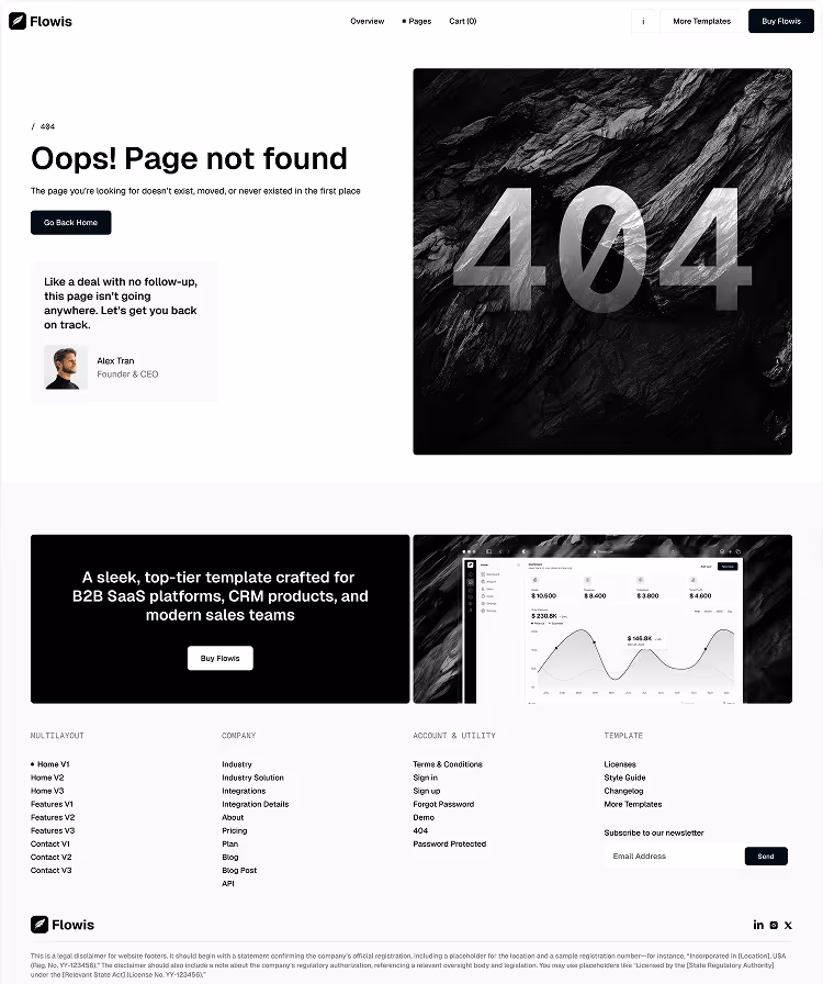 B2B SaaS Webflow Template 404