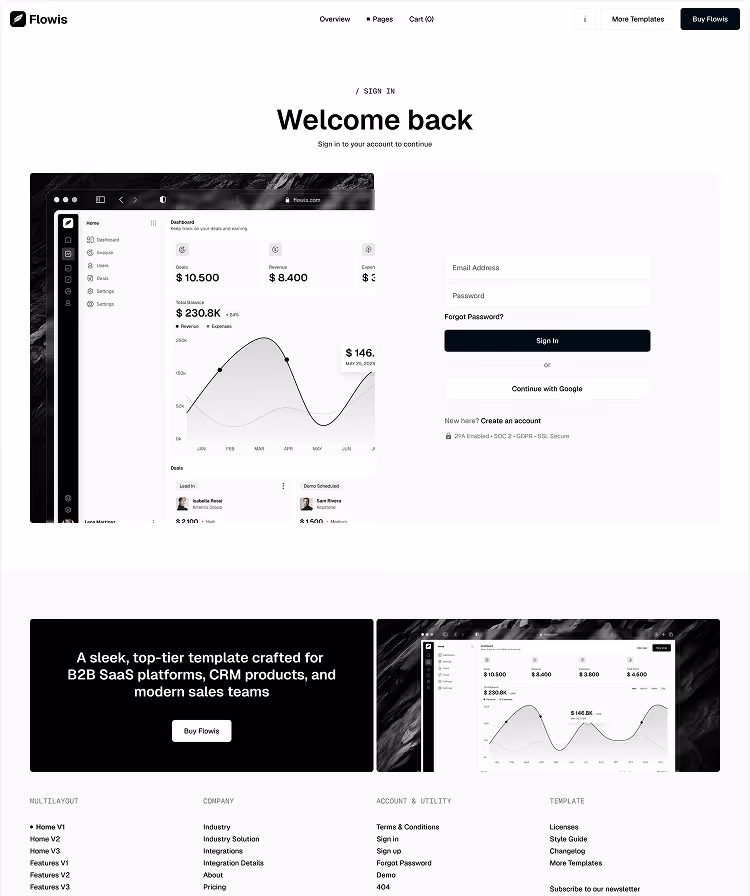 B2B SaaS Webflow Template Sign In