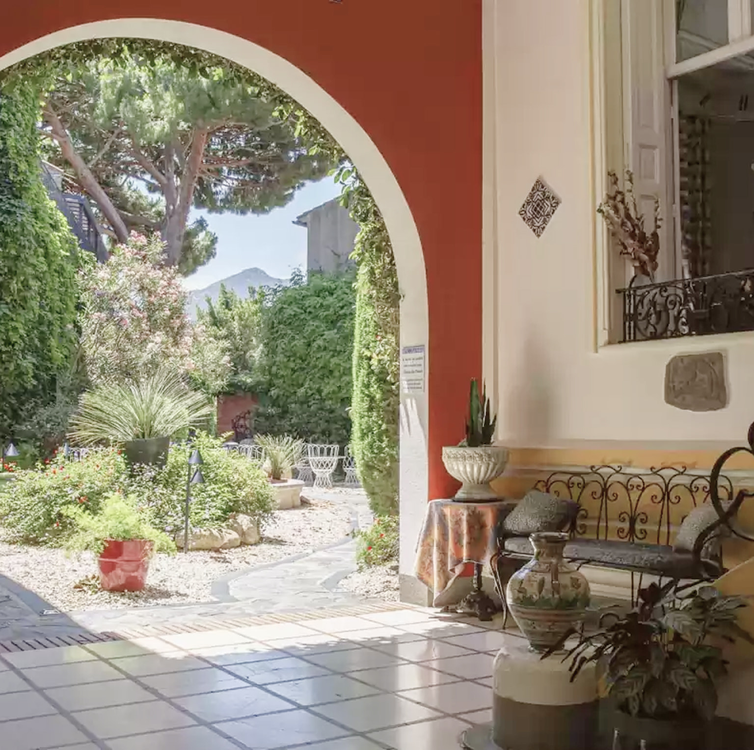Outdoor patio of the La Casa Pairal hotel