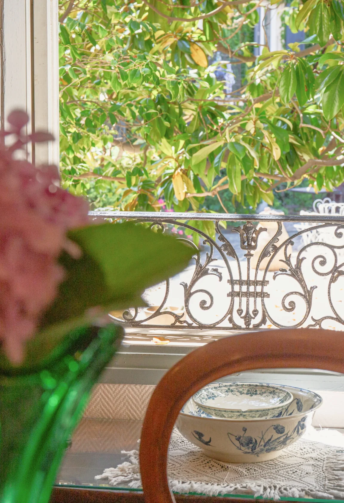 Garden view from the lounge of the Casa Pairal
Hotel in Collioure