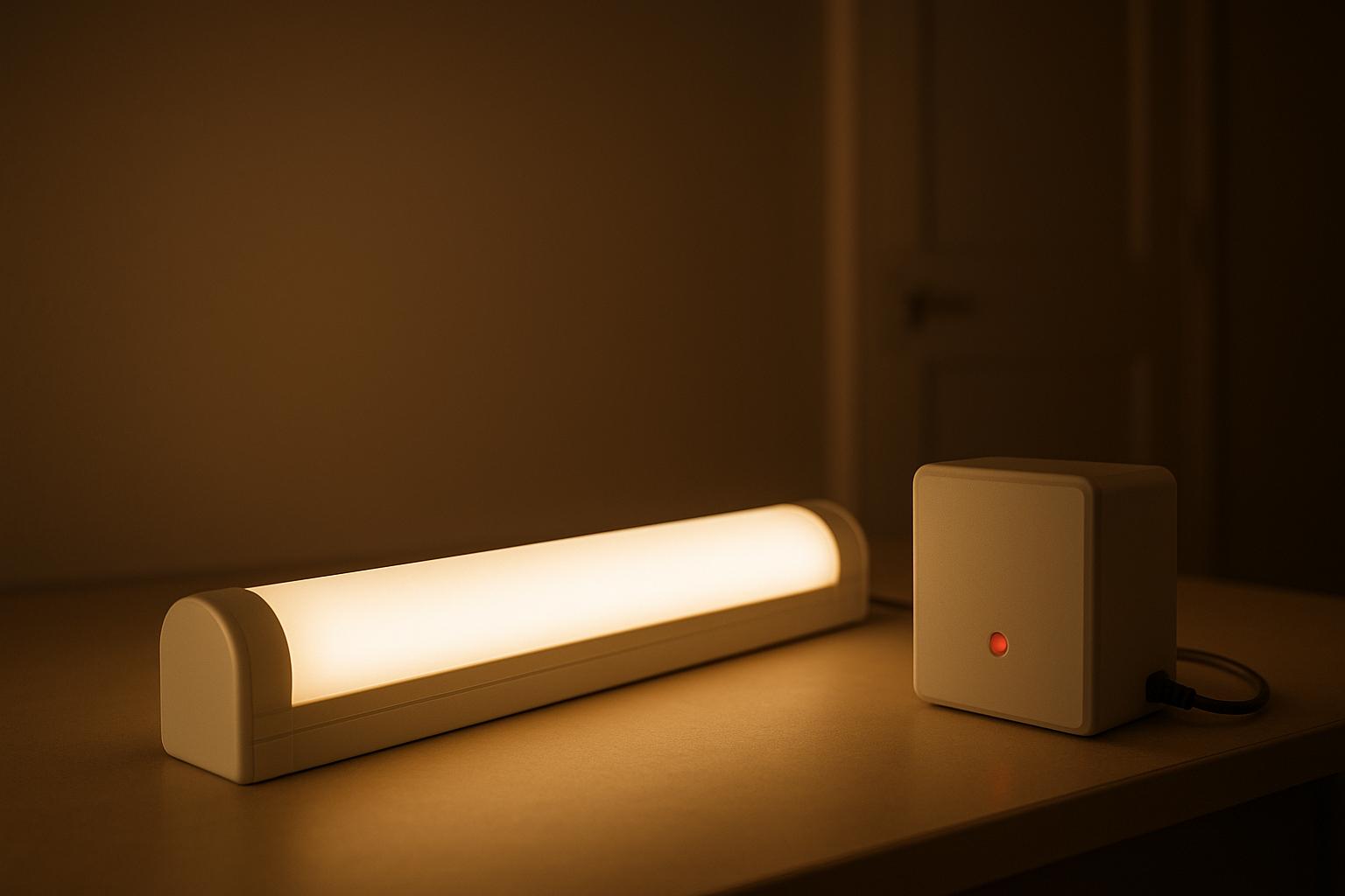 Warm glowing wireless LED light bar with remote control unit