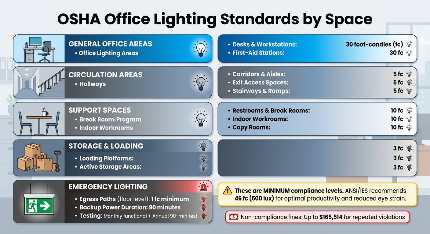 OSHA Office Lighting Requirements by Space Type