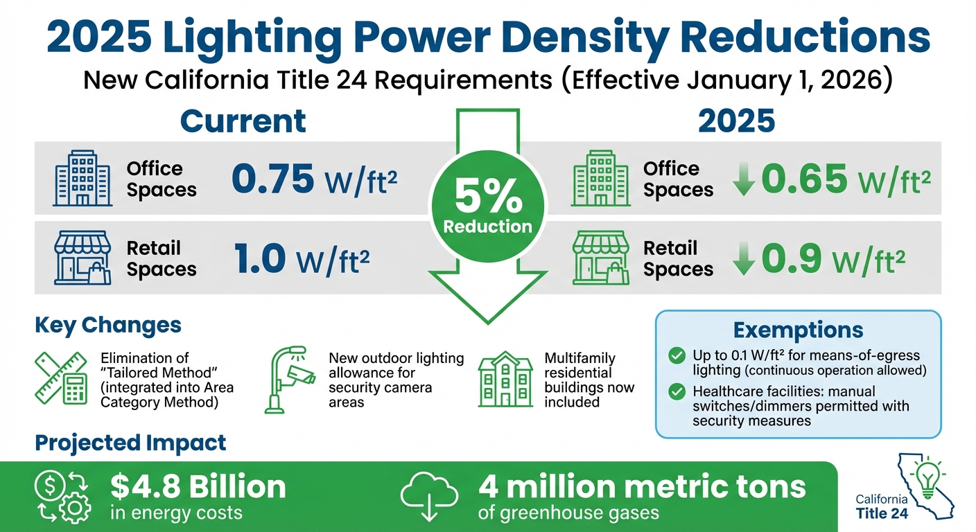 2025 California Energy Code Lighting Power Density Requirements Comparison