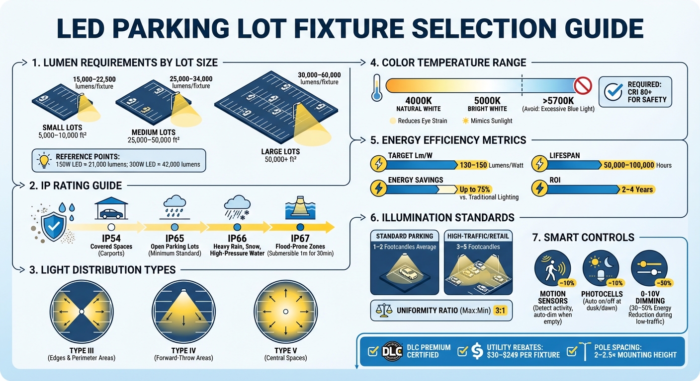 LED Parking Lot Fixture Selection Guide: Lumens, IP Ratings, and Specifications