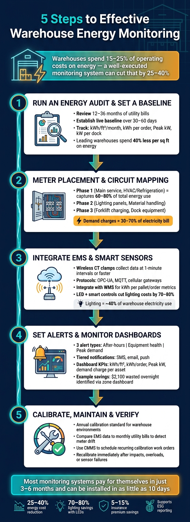 5-Step Warehouse Energy Monitoring System: Cut Costs by 25–40%