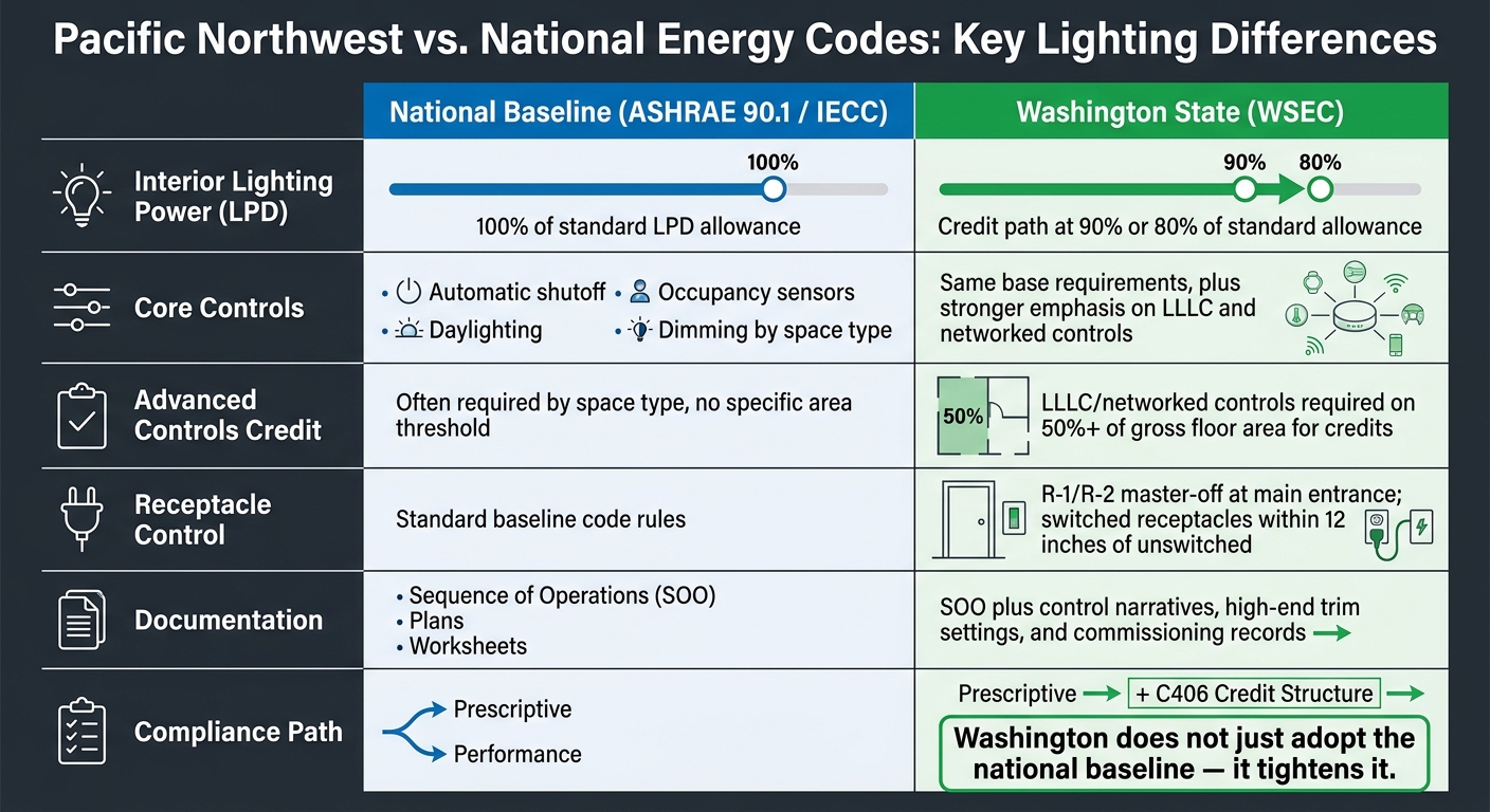 Pacific Northwest vs. National Energy Codes: Lighting Requirements at a Glance