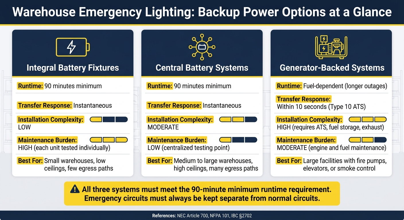 Warehouse Emergency Lighting Backup Power Options Compared