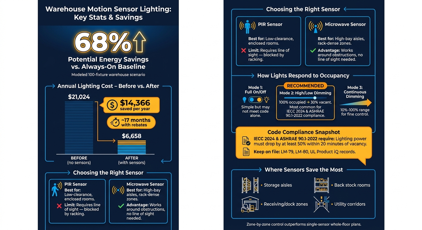 Warehouse Motion Sensor Lighting: Key Stats & Savings at a Glance