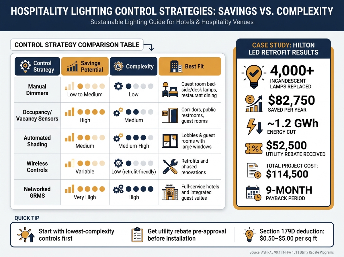 Hospitality Lighting Upgrade: LED vs. Legacy & Control Strategy Comparison
